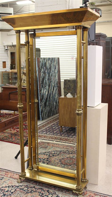 Lot - VICTORIAN STYLE BRASS FLOOR MIRROR