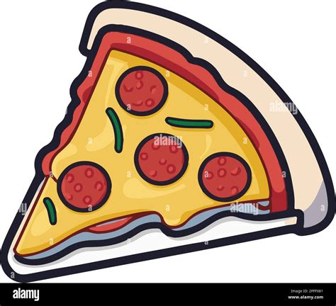 A cute doodle drawing of a slice of pepperoni pizza vector icon art ...