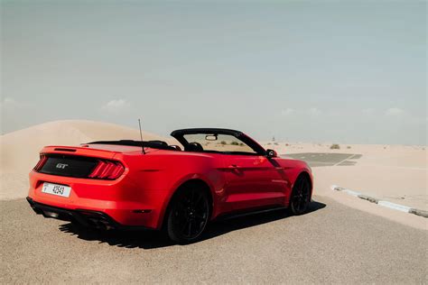 Rent Ford Mustang (red) Dubai - Convertible Car Rental 24/7 | Octane.Rent