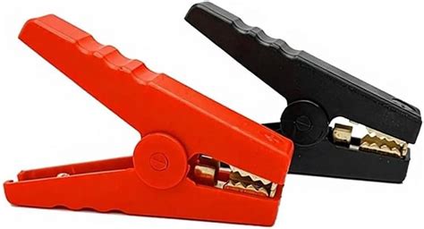 Battery Test Clamps, 95mm, Red and Black, Copper Coated, 100A Crocodile ...