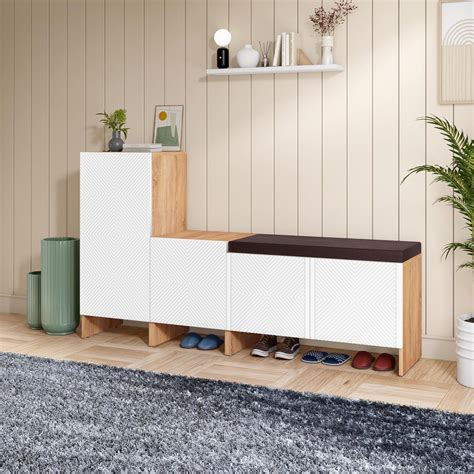 Rocco Trudo Modular Shoe Cabinet (6 Pair + 10 Pair + 12 Pair Seat ...