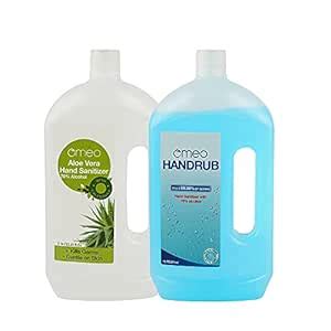 Omeo Aloe Vera Hand Sanitizer-1Liter & Hand Rub-1liter (Pack of 2) - 99 ...