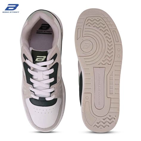 Casual Sneakers for Men - Off White & Green Casual Style Shoes – Bond ...