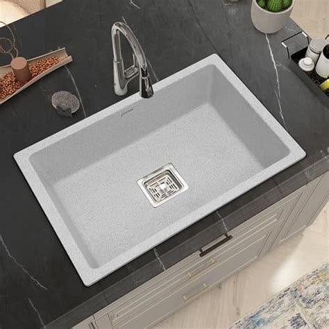 Ruhe® Quartz Single Bowl 21x18x9 Inches Kitchen Sink | Sand Choco Non ...