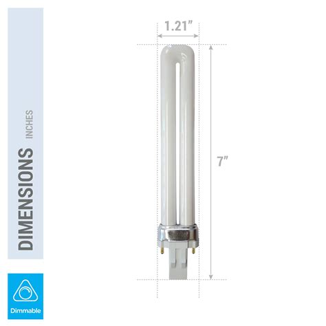 Cfl Single Bulb Fixture Dimensions 7W 2Pin Compact Fluorescent Lamp
