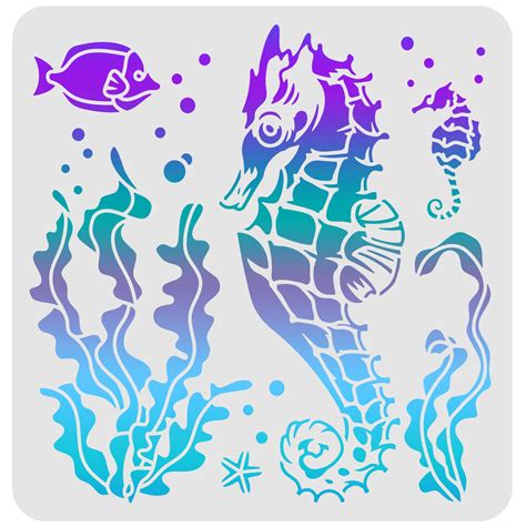 Buy FINGERINSPIRE Seahorse Stencil 30x30cm Reusable Seahorse Template ...