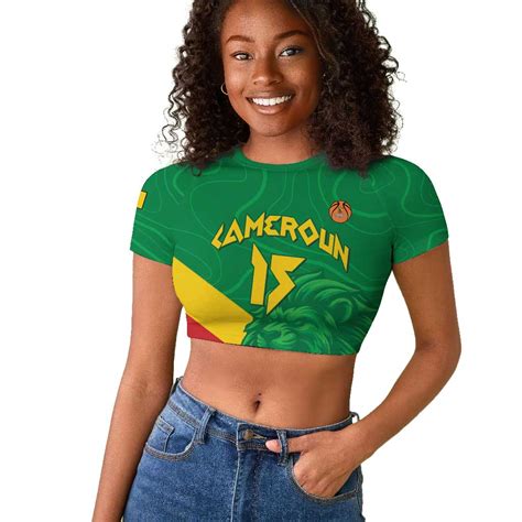 Custom Cameroon Basketball Raglan Cropped T shirt Go Indomitable Lions ...