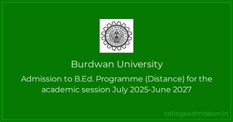 Burdwan University: Admission to B.Ed. Programme (Distance) for the ...