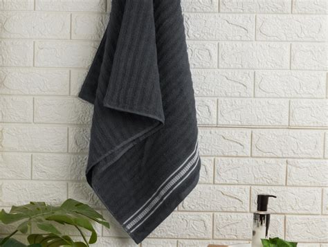 Solid Dark Grey 100% Cotton Bath Towel-Mellow By Spaces – Spaces India
