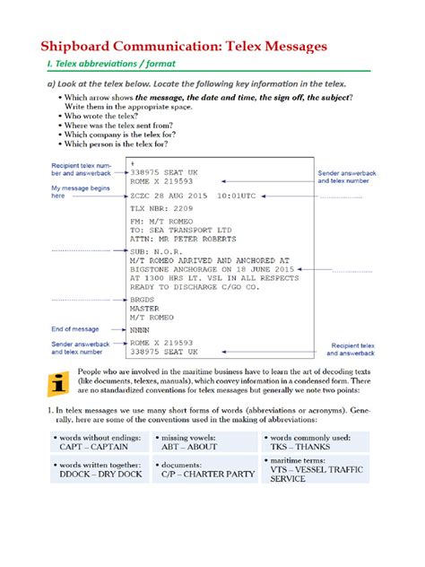 Shipboard Communication - Telex Messages | PDF