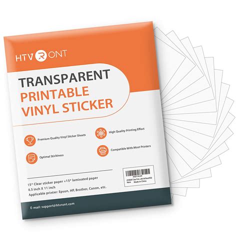 Buy HTVRONT Clear Printable Vinyl-8.5" x 11" 15 Sheets Printable Vinyl ...