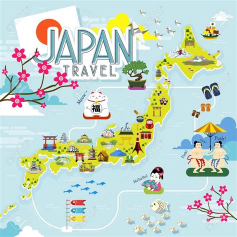 Tourist map of Japan: tourist attractions and monuments of Japan