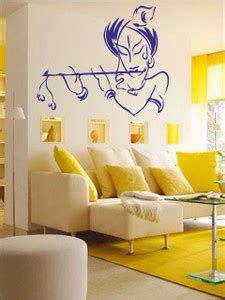 Myhome 58 cm Myhome Your Krishna Blue Self Adhesive Sticker Price in ...