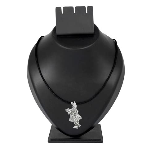 Silver Plated Lord Krishna Pendant With Black Thread/Chord for Men & B ...