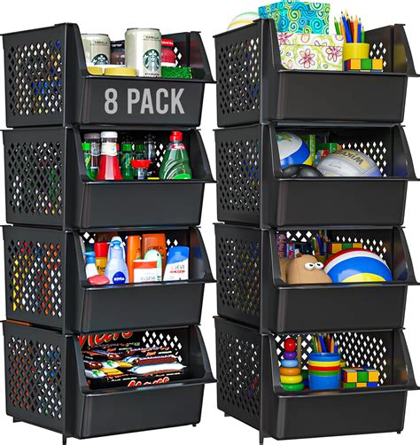 Amazon.com: Wenqik 6 Pack Plastic Stackable Storage Bins for Organizing ...