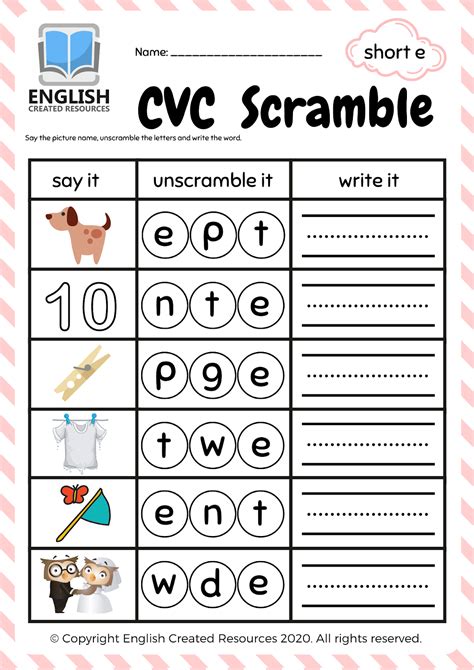 Cvc Words Worksheets Free Printable