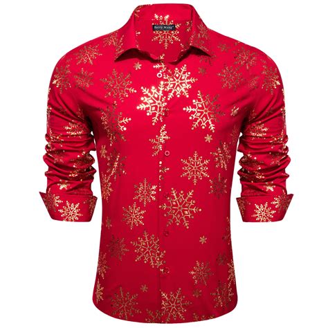 Barry.Wang Men's Christmas Dress Shirts,Cotton Long Sleeve Holiday ...
