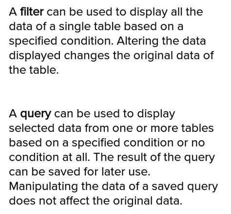 what is the difference between a query and filter - Brainly.in