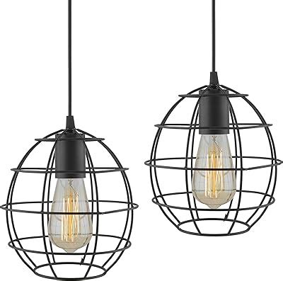 Buy Homesake® E27 Ediosn Vintage Black Metal Shade Hanging Light, Set ...