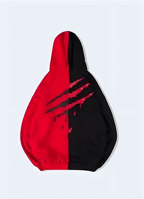 Red And Black Split Hoodie – Techwear Australia