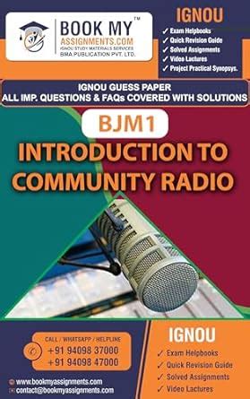 Buy IGNOU BJM 1 Introduction to Community Radio Study Material For ...