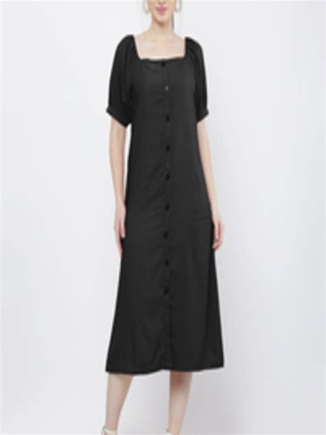 Buy WinEra Women Black A Line Midi Dress - Ethnic Dresses for Women ...