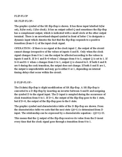 CSA - idk - FLIP-FLOP SR FLIP-FLOP:- The graphic symbol of the SR flip ...