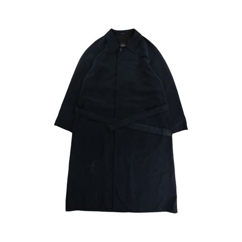 【OTSU】1990's SANYO very smooth fabric belted maxi balmacaan coat -9382 ...