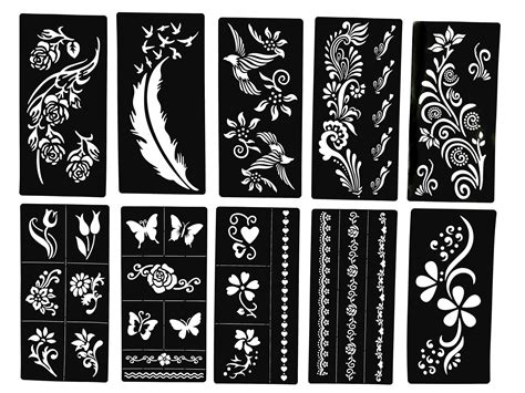 Buy Tattoo Stencils - Butterfly and Flowers - New Henna Designs- Set of ...