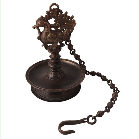 Peacock Diya Brass Hanging Oil Lamp With Chain