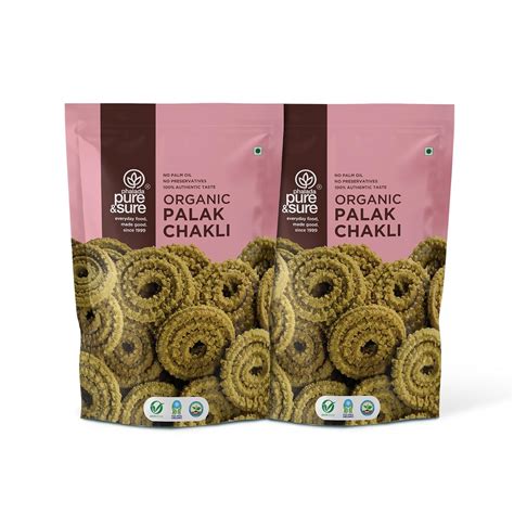 Pure & Sure Organic Palak Chakli-240gm | Delicious Crunchy Namkeen ...