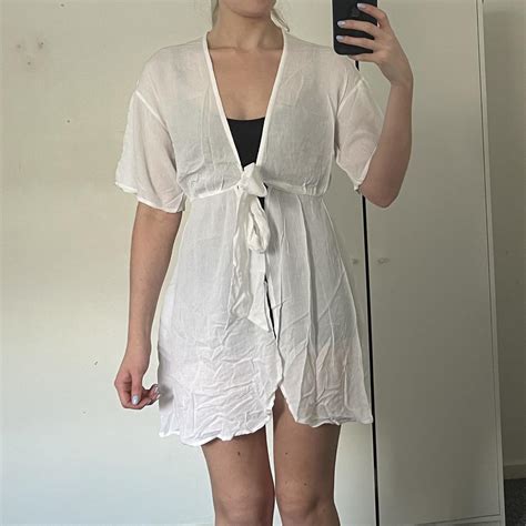 Asos white tie up beach cover up. Perfect for the... - Depop
