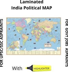Laminated World Political Map Political WITH HIGHLIGHTER Photographic ...