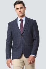 Buy Men Navy Slim Fit Check Formal Blazer Online - 477021 | Louis Philippe