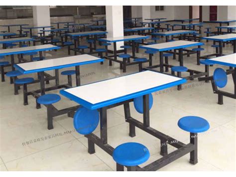 6位玻璃钢固定条凳餐桌_餐桌椅-校具邦