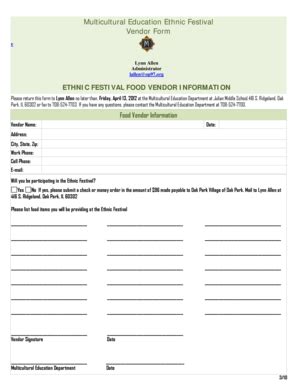 Fillable Online op97 Multicultural Education Ethnic Festival Vendor ...