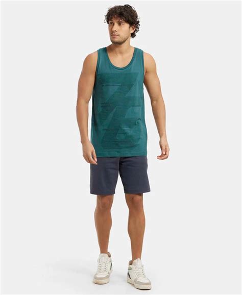 Buy Super Combed Cotton Rich Graphic Printed Tank Top - Pacific Green ...