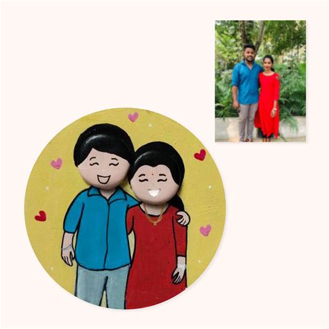 Handcrafted Personalized MDF Couples Magnet With Pebble Artwork – Zwende
