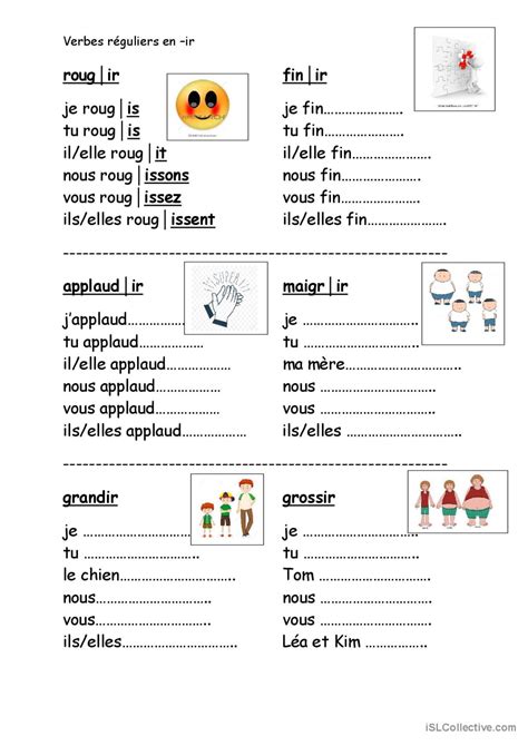 verbes réguliers en -ir au présent g…: Français FLE fiches pedagogiques ...