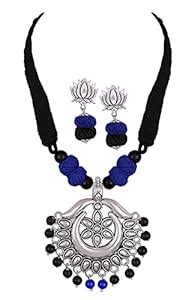 JFL - Jewellery for Less German Oxidised Silver Floral Pendant Beaded ...