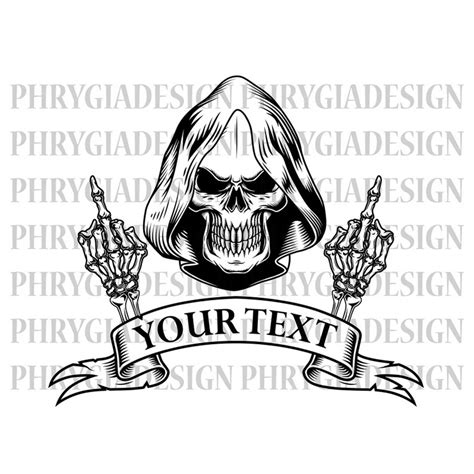 Grim Reaper Svg , Skull Middle Finger Svg Png , Skull Svg , | Inspire ...