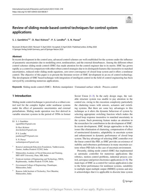 Image result for Sliding Mode Control Applications