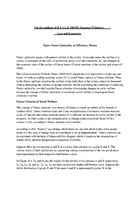 Pareto Optimality Theroy 11 - For the students of B L.L (HONS) Semester ...