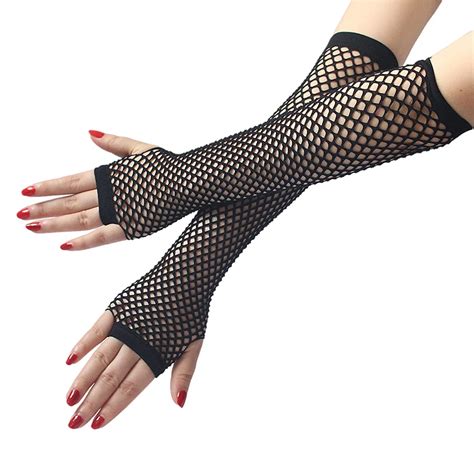 Buy HEAVY DRIVER® Long Fingerless Fishnet Gloves Party Accessories Mesh ...
