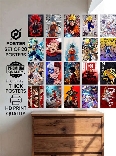 Anime Wall Poster Set of 20 A5 Size Naruto Luffy Goku Vegeta Gear 5 ...