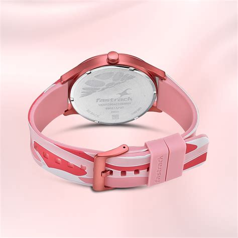 Buy Online Fastrack Topicals Quartz Analog Pink Dial Silicone Strap ...
