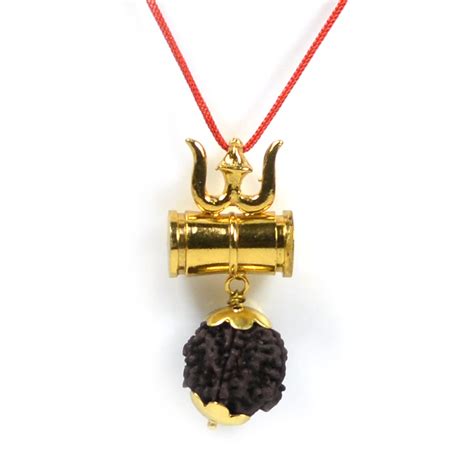 Buy Reiki Crystal Products Trishakti Rudraksha Damru Pendant for Unisex ...