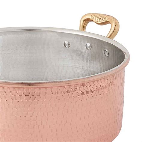 Casserole with Round Design Handles in Hand Tinned Copper