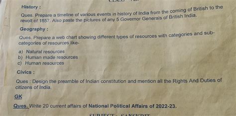 tell me the work of history , geography, civics and gk - Brainly.in