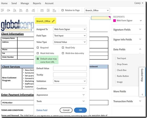 Prefill web form field values using URL parameters | Adobe Acrobat Sign